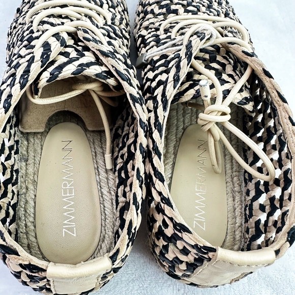 ZIMMERMANN Women's Braided Leather Woven Espadrilles In Black Size 40 - Picture 12 of 16